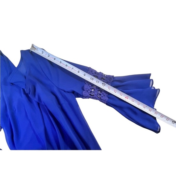 By and By cobalt blue dress, bell sleeves and crochet detailing, Size Medium - Picture 8 of 11